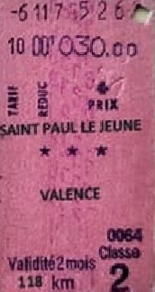 Ticket de train gare de Saint-Paul-le-Jeune