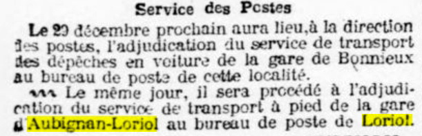 Article concernant la gare d'Aubignan-Loriol