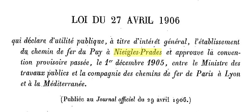 Utilité publique Ligne Le Puy Nieigles-Prades