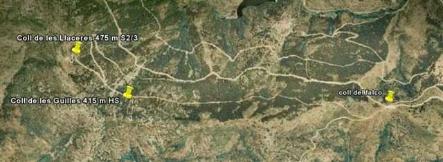 Photo Google Earth du Coll de les Llaceres