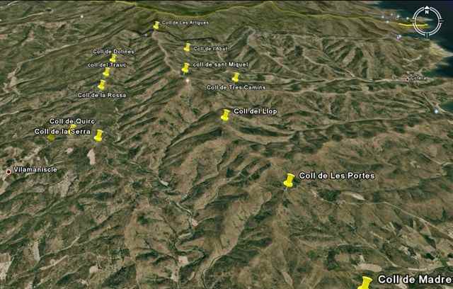 Position des cols sur Google Earth