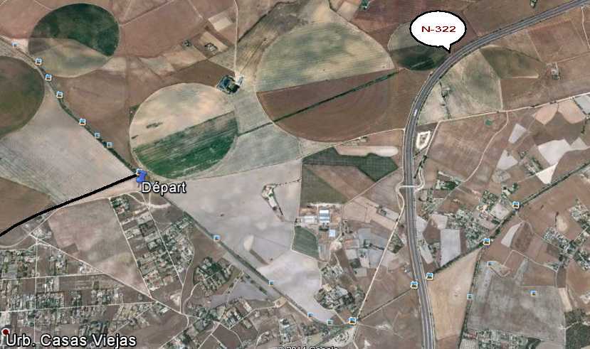 Départ de la Via Verde de Alcaraz peèq d'Albacete, sur Google Earth