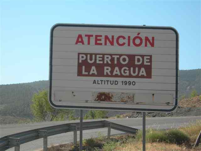 Panneau d'altitude fausse du Puerto de la Ragua