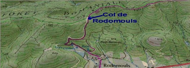 Col de Rodomouls situé sur carte