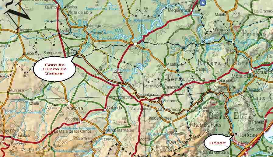 Progression du parcours entre Tortosa et La Puebla de Híjar